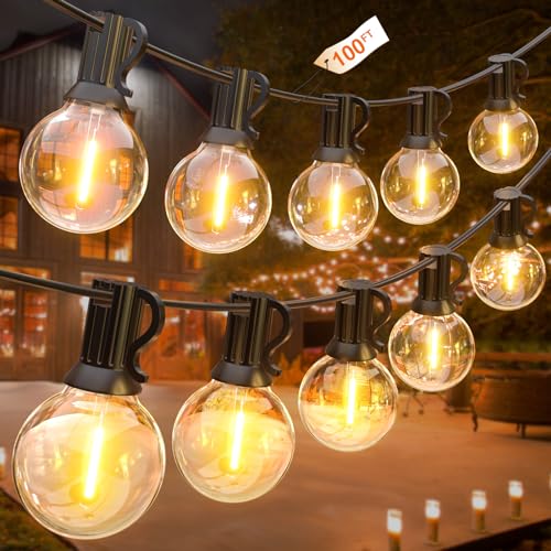 GLUROO 30M LED Lichterketten G40 Girlanden Lichterkette Außenbereich Netzbetriebene, Kunststoffbirnen Wasserdicht IP45 mit 1W 50+2 Glühbirnen für Garten, Veranda, Hinterhof, Bistro, Partydekoration von GLUROO