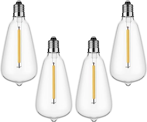 GLUROO 4 Stück LED E12 Edison Screw Birnen, 1 W warmweiße Ersatzbirne für ST38 Outdoor String Lights, 2200K AC230V bruchsichere wasserdichte Birnen für Indoor Outdoor Dekoration von GLUROO