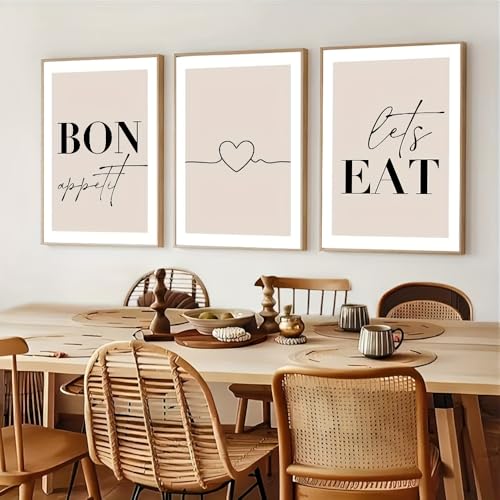 GLWDMB Wandgemälde-Set mit Zitaten „Buon Appetito“ und „Let’s Eat“, Leinwanddrucke und Poster, Wandbilder für das Esszimmer(Ungerahmt) von GLWDMB