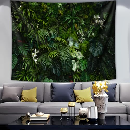 GLWDMH 150x100CM Hintergrundtuch mit tropischen Grünpflanzen, Wandteppich aus Polyester für Wohnzimmer, Schlafzimmer, Büro, Party-Dekoration von GLWDMH