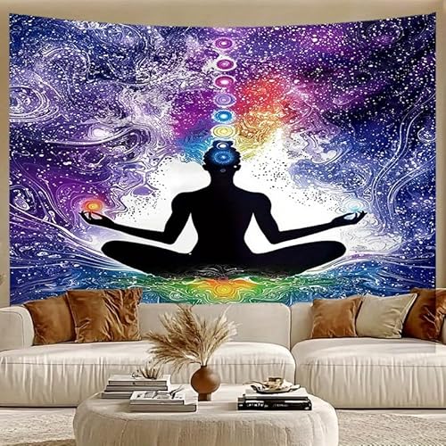 GLWDMH 150x100CM Wandteppich mit meditativem kosmischen Energiefluss, Wandbehang aus Polyester, für Schlafzimmer, Büro, Wohnheim, Partydekor, mit Installationspaket von GLWDMH