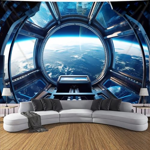 GLWDMH 150x130CM Space Warehouse Landschaftsansicht, Wandteppich mit HD-Digitaldruck, Wandbehang aus Polyester für die Heimdekoration, mit Aufhängeklammern von GLWDMH