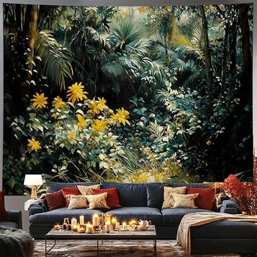GLWDMH 200x150CM Tropischer Wald-Wandteppich, Wandbehang aus Polyester, Mehrzweck-Ästhetik-Kunstdekor für Wohnzimmer, Schlafzimmer, Wohnheim von GLWDMH