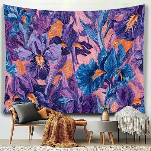 GLWDMH 200x180CM Wandteppich mit Blumenkunst, Wandbehang aus Polyester, für Schlafzimmer, Büro, Wohnheim, Partydekoration, mit Installationspaket von GLWDMH