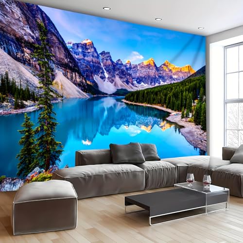 GLWDMH 230x150CM Wandteppich mit Berg- und Seelandschaft, für Schlafzimmer, Wohnzimmer, Bürodekoration, Wandbehang aus Polyester von GLWDMH