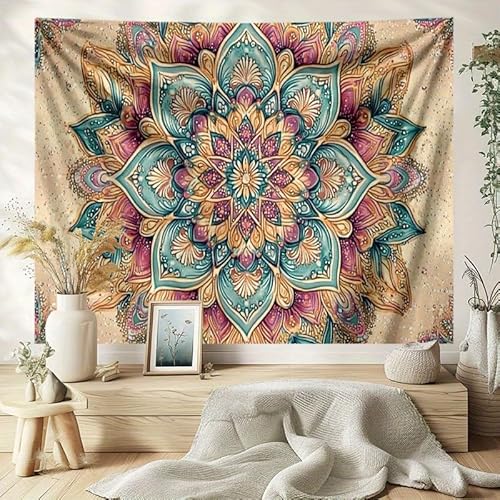 GLWDMH 230x180CM Hintergrundtuch mit Mandala-Muster, Wandteppich, Polyester im Vintage-Stil, für Schlafzimmer, Wohnzimmer, mit Installationspaket von GLWDMH