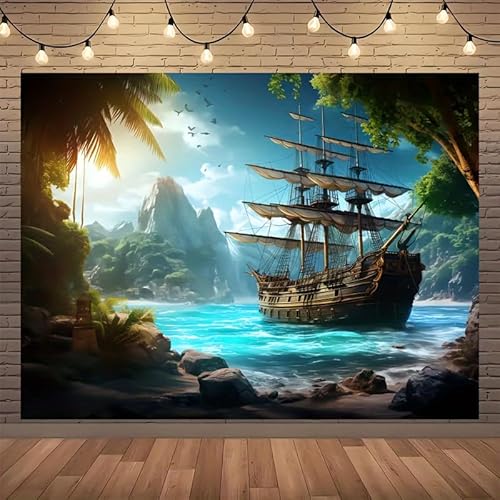 GLWDMH 230x180CM Ozeanlandschaft, Segelboot-Wandteppich, Polyester-Wandbehang für Wohnzimmer, Schlafzimmer, Büro, Party-Dekor, mit Installationspaket von GLWDMH