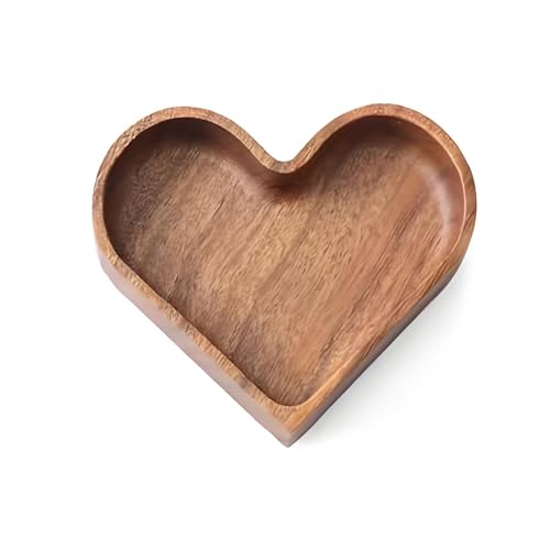 GLWHDX Schüssel Herz Holz Schale in Herzform 17cm Holzschale Braune Holz Schale Dekoschale Obstschale Dekoratives Snacktablett aus Holz Tischdeko Heimdekoration von GLWHDX