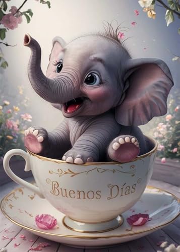 GLXPOG Baby-Elefant 5D Diamant Painting Bilder Set, Niedliches Tier Diamant Art Malerei Painting Kit für Erwachsene, DIY Strass Stickerei Malerei Wand Dekor 30x40cm von GLXPOG