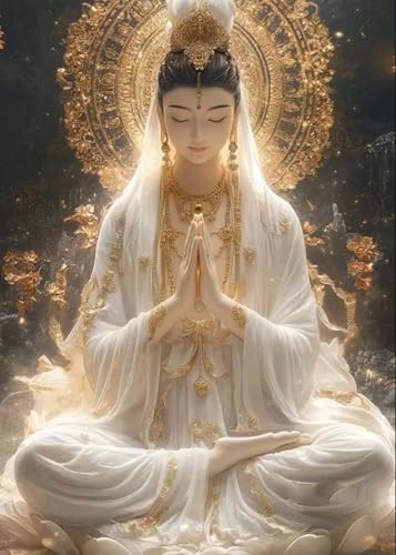 GLXPOG Buddha 5D Diamant Painting Bilder Set, Guanyin Diamant Art Malerei Painting Kit für Erwachsene, DIY Strass Stickerei Malerei Wand Dekor 30x40cm von GLXPOG