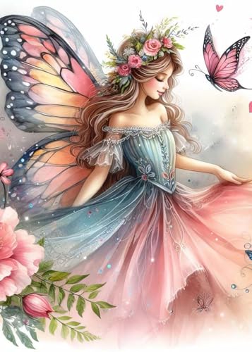 GLXPOG Elf Schmetterling 5D Diamant Painting Bilder Set, Diamant Art Malerei Painting Kit für Erwachsene, DIY Strass Stickerei Malerei Wand Dekor 30x40cm von GLXPOG