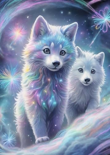 GLXPOG Wolf-Fantasie 5D Diamant Painting Bilder Set, Diamant Art Malerei Painting Kit für Erwachsene, DIY Strass Stickerei Malerei Wand Dekor 30x40cm von GLXPOG