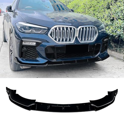 GLYGLY Auto-frontlippe für BMW X6 G06 M Sport 2019 2020 2021 2022, Frontstoßstange Automobile Lippe Auto Front Spoiler Lippenabdeckung Dekor Stoßfängerlippe vorne,normal-Glossy Black von GLYGLY