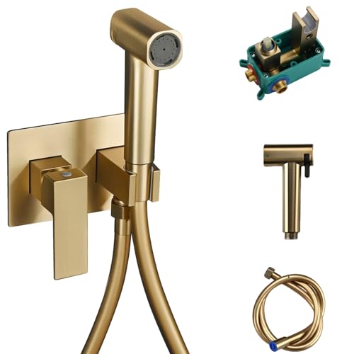 GLYYR Bidet Handbrause für Toilette Armaturen WC, Bidet Handbrause Set mit Dual-Modus (Jet/Stream) Messing, Brause Sprayer Kit Warmes und Kaltes Wasser Hand Sprayer mit 1.2m Brauseschlauch von GLYYR