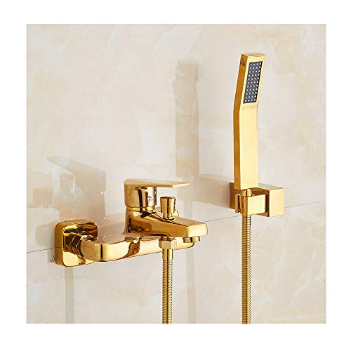 Gold Badewannenarmaturen Messing Bad Dusche Set Einzelgriff Wand Badewanne Mischbatterie Dusche Mit Handbrause Fürs Badezimmer von GLYYR