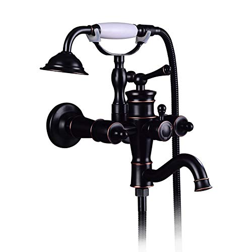 GLYYR Schwarz Drehbar Badewannenarmatur Mit Handbrause Messing Duschsysteme Wand Montiert Badewanne Für Bad Dusche GLYYR Schwarz Drehbar Badewannenarmatur Mit Handbrause Messing Duschsysteme Wand Montiert Badewanne Für Bad Dusche von GLYYR
