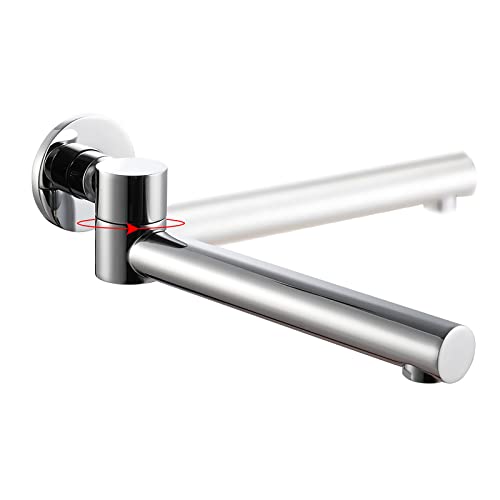 GLYYR Wanneneinlauf 1/2 Zoll Badewanneneinlauf 180° Schwenkbarer Wannenarmatur Messing Wandmontage Wanneneinlauf Badewanne, 240 mm Einlauf Zulauf, Chrome Finish, Einzelloch von GLYYR