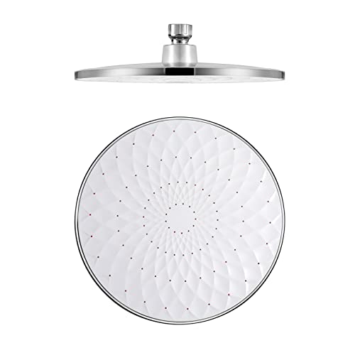 GLYYR Regendusche Duschkopf ABS Regenbrause Rund 9 Zoll Einbauduschköpfe mit Anti Kalk Düsen, Kopfbrause Hochdruck Regenbrause Duschkopf Luxus 23 cm Wasserfall Regenduschkopf, G1/2,Weiß von GLYYR