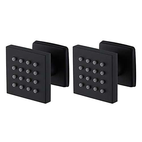 GLYYRLR Körperstrahl Schwarz Massagedüsen Messing Seitenbrause Quadratisch Spa Duschkopf Sprühgerät Einstellbar Wandhalterung Wellness ​Düsenset Regendusche Duschkopf für Badezimmer, 50x50mm,2 Pack von GLYYRLR