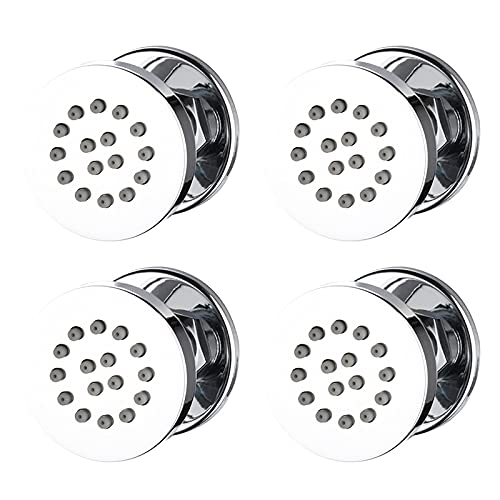 GLYYRLR Körperstrahl Verchromt Massagedüsen Messing Seitenbrause Rund 2 Zoll Duschkopf Sprühgerät Einstellbar Wandhalterung Wellness ​Düsenset Regendusche Duschkopf,4 Pack von GLYYRLR