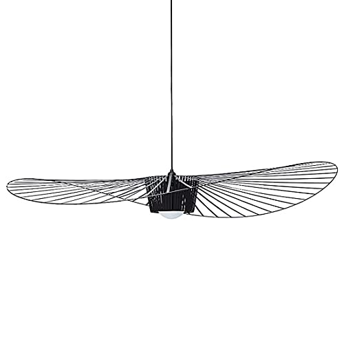 Vertigo Lampe 120cm Schwarz Pendelleuchte Vintage Retro Pendelleuchten Deckenleuchten Glas + Polyurethan, Stoff Hut Modernes Design Wohnzimmer Küche Badezimmerbeleuchtung, E27 (120CM, Schwarz) von GLZXMQBP