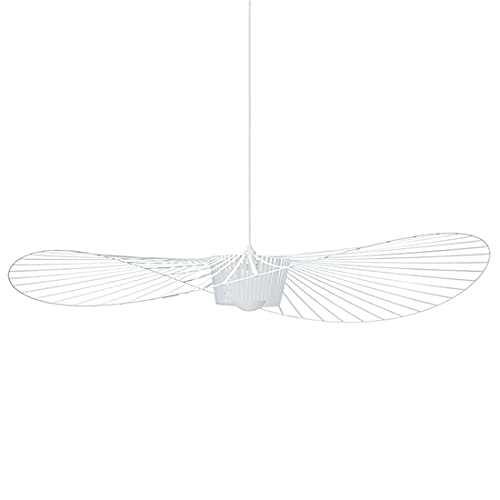 Vertigo Lampe 80cm Retro Kronleuchter Pendelleuchten, Kreative LED Lampe Fiberglas + Polyurethan Hut Stoff Modernes Design Wohnzimmer Küche Badezimmer Dekorative Beleuchtung, E27,Weiß,80CM von GLZXMQBP