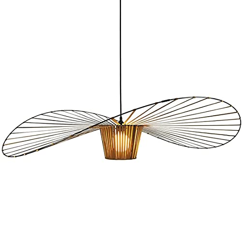 GLZXMQBP Vertigo Lampe 100cm Braun Retro Pendelleuchten, Modern LED Kronleuchter Wohnzimmer Vintage Hut Kreative für (einstellbare Lichthöhe) in Fiberglas + Polyurethan von GLZXMQBP