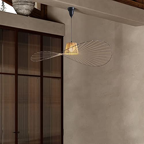 GLZXMQBP Vertigo Lampe Braun 200cm Retro Pendelleuchten, Modern LED Kronleuchter Wohnzimmer Vintage Hut Kreative für (einstellbare Lichthöhe) in Fiberglas + Polyurethan (200CM, Brown Braun) von GLZXMQBP