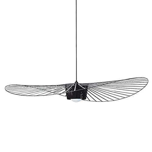 GLZXMQBP Vertigo Lampe Schwarz 200cm Retro Pendelleuchten, Modern LED Kronleuchter Wohnzimmer Vintage Hut Kreative für (einstellbare Lichthöhe) in Fiberglas + Polyurethan (200CM, Black Schwarz) von GLZXMQBP