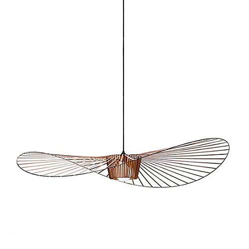 Retro Pendelleuchte Schwindel Kronleuchter Vertigo Hängeleuchte Glasfaser + Faser Stoff Hut Design Moderne Wohnzimmer Hängelampe Küche Bad Dekorative Beleuchtung E27,Copper,120CM von GLZXMQBP