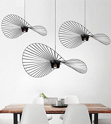 Vertigo Lampe 100cm Schwarz Pendelleuchte Vintage Retro Pendelleuchten Deckenleuchten Glas + Polyurethan, Stoff Hut Modernes Design Wohnzimmer Küche Badezimmerbeleuchtung, E27 (100CM, Schwarz) von GLZXMQBP