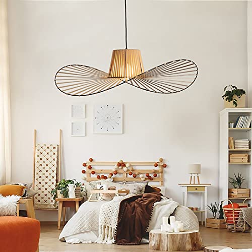 Vertigo Lampe 140cm Retro Kronleuchter Pendelleuchten, Kreative LED Lampe Fiberglas + Polyurethan Hut Stoff Modernes Design Wohnzimmer Küche Badezimmer Dekorative Beleuchtung, E27,Braun,140CM von GLZXMQBP