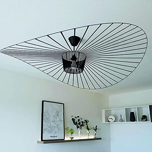 Vertigo Lampe 140cm Schwarz Pendelleuchte Vintage Retro Pendelleuchten Deckenleuchten Glas + Polyurethan, Stoff Hut Modernes Design Wohnzimmer Küche Badezimmerbeleuchtung, E27 (140CM, Schwarz) von GLZXMQBP