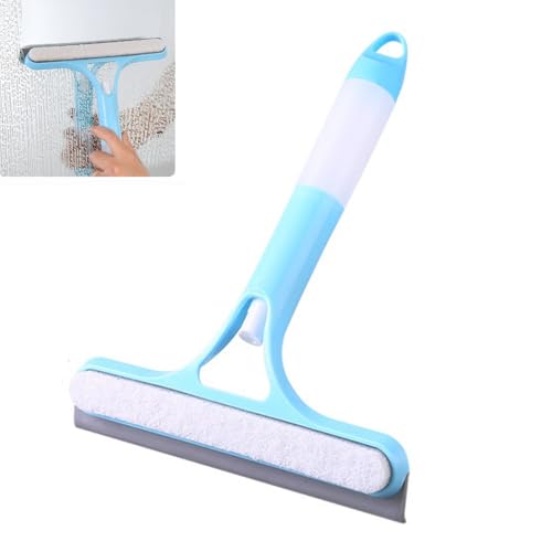 3-in-1-Fensterreinigungsschaber, multifunktionaler Sprühabzieher, Haushaltsreinigungswerkzeug, Duschabzieher for Glastüren, Abzieher und Schrubber mit Spray(Blauw) von GLazzy