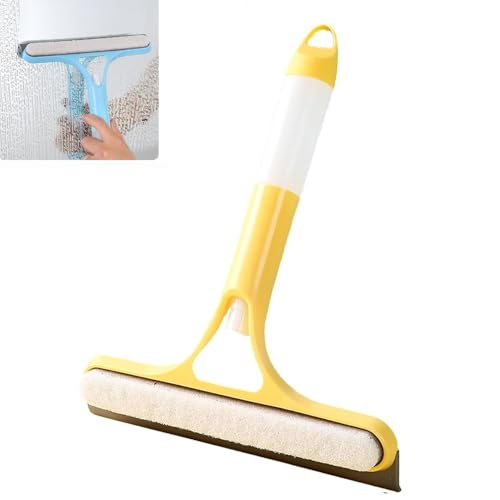 3-in-1-Fensterreinigungsschaber, multifunktionaler Sprühabzieher, Haushaltsreinigungswerkzeug, Duschabzieher for Glastüren, Abzieher und Schrubber mit Spray(Yellow) von GLazzy