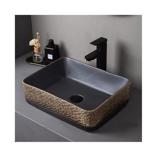 Badezimmerbehälter Rechteckig Arbeitsplatte Waschbecken Draußen Indoor Waschbecken Terrasse Badezimmer Keramik mit Zubehör Vanity Sink Badezimmerbehälter Rechteckig Arbeitsplatte Waschbecken Draußen Indoor Waschbecken Terrasse Badezimmer Keramik mit Zubehör Vanity Sink von GLigeT
