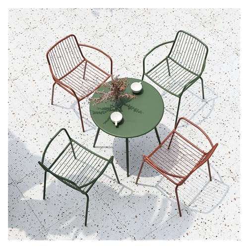 Balkontisch & Stühle-Set Schmiedeeisen Freizeittisch Für Draußen, Gartenmöbel Sets Und Stuhl, Moderne Terrassenmöbel, Balkon, Café, Teetisch Bistrotisch-Set (Color : 4 Chairs 1 Table-B) von GLigeT
