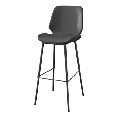 Barhocker Barstuhl aus Eisen mit Rückenlehne, Barstuhl aus Leder, for Restaurant, Bar, Insel, Balkon, Freizeit, Hochstuhl, Schwarz/Orange Thekenhocker(Schwarz) von GLigeT