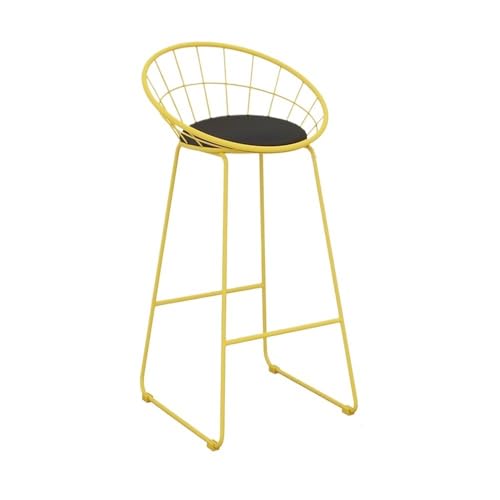 Barhocker Großer Barstuhl aus Eisen, einfache Küchenbar, Milch, Tee, Geschäft, Hochstuhl, Mehrfarbig, Optional Gegengriffe (Yellow) von GLigeT