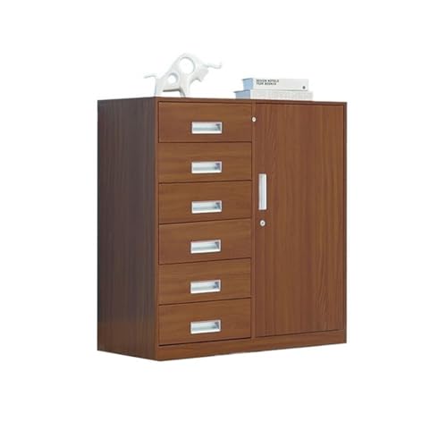 Büroschrank Schrank mit 6 Schubladen, for den Haushalt, multifunktionaler Aufbewahrungsschrank, Metall-Datendatei-Organizer, Büro-Aktenschrank Aktenschrank(Bruin) von GLigeT