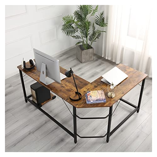 Bürotisch L-förmiger Desktop-PC-Schreibtisch for Zuhause, Arbeitszimmer, Büro, Möbel, Laptop, Arbeitsplatz, Ecktisch, Schreibtisch, einfach zu montieren, 3 Farben PC-Tisch ( Color : Industrial Brown ) von GLigeT