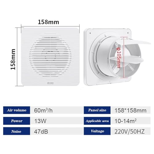 GLigeT Abluftventilator 4 Zoll / 6 Zoll / 8 Zoll Abluftventilator Fenster Wandventilator Badezimmer Haushaltsstummschaltung Leistungsstarker Abluftventilator Heimgebrauch Badlüfter(15.8 * 15.8cm) von GLigeT