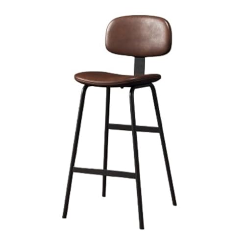 GLigeT Barhocker Brauner weicher Bezug, Rückenlehne, hoher Hocker, Eisen, Restaurant, Bar, Hochstuhl, 75 cm Thekenhocker von GLigeT