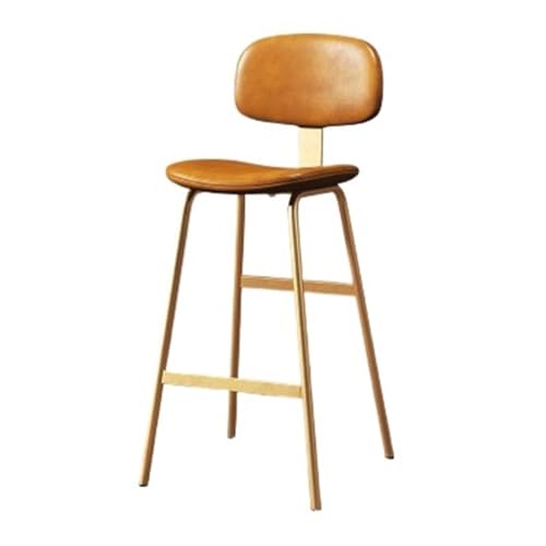 GLigeT Barhocker Orange Rückenlehne Hoher Hocker Eisen Restaurant Bar Hochstuhl Gold Stuhlbeine Thekenhocker von GLigeT
