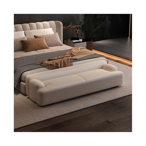 GLigeT Bettbank Leichter Luxus-Nachttischhocker, minimalistischer Hocker for Wohnzimmer, Sofa, Schlafzimmer, Ruhe-Nachttischhocker, Garderoben-Schuhwechselhocker Schlafzimmerbank(Off-White,Klein) von GLigeT