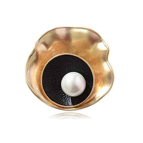 GLigeT Brosche Moderne Mode Brosche Perlmutt gewölbte goldene Muschel Brosche Pin Damen Anzug Schmuck Damen-Brosche von GLigeT