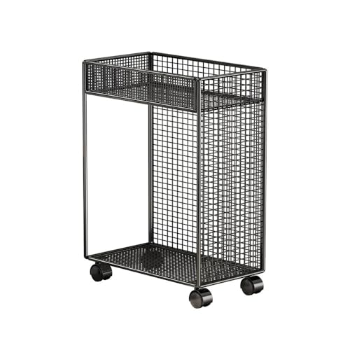 GLigeT CPU Ständer PC-Tower-Ständer mit Doppelregalen, 2-stufiger CPU-Ständer aus Metall mit feststellbaren Lenkrollen, geeignet for die meisten PCs und mobilen CPU-Ständer PC Tower Ständer(Schwarz) von GLigeT