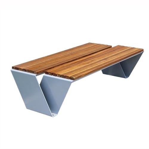 GLigeT Gartenbank Light Brown Large Backless Outdoor Bench for Two Leisure Park Outdoor Stainless Steel Bench Parkbank von GLigeT