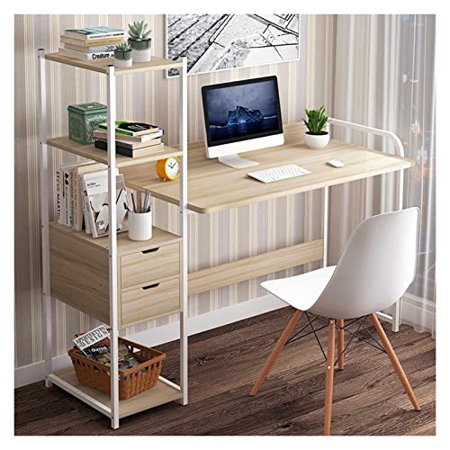GLigeT Home-Office-Schreibtisch, PC-Laptop-Schreibtisch mit 4-stöckigen Ablagen für Zuhause, Büro, Schlafzimmer, moderner stilvoller Schreibtisch, Arbeitsplatz mit Bücherregal und von GLigeT
