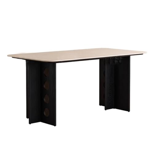 GLigeT Moderner rechteckiger Büro-Esstisch mit Steinplatte und Massivholzrahmen, geräumiger Schreibtisch für Zuhause, Arbeitszimmer (S) von GLigeT